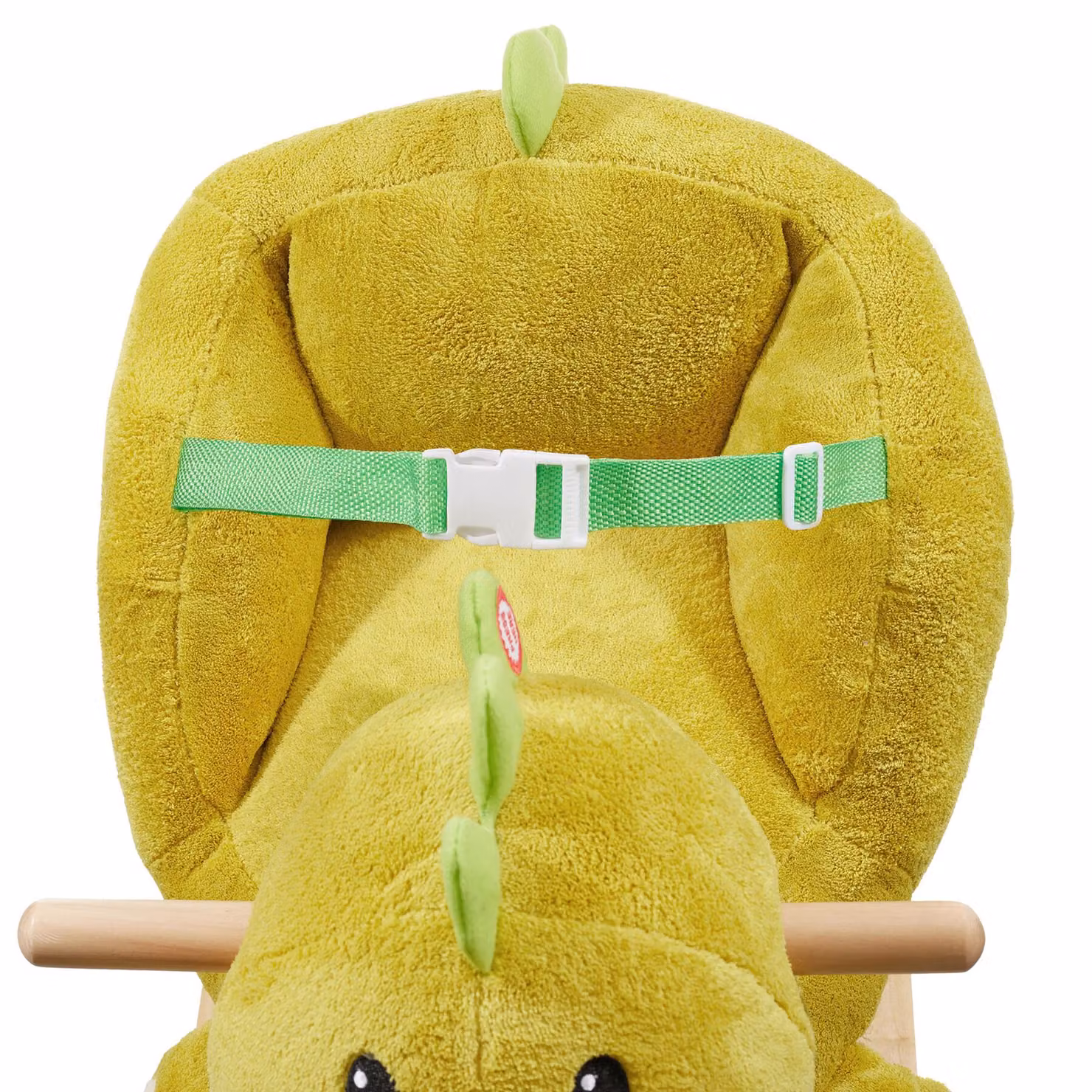 Dondolo dinosauro Tectake con rivestimento in peluche verde per bambini dai 12 mesi