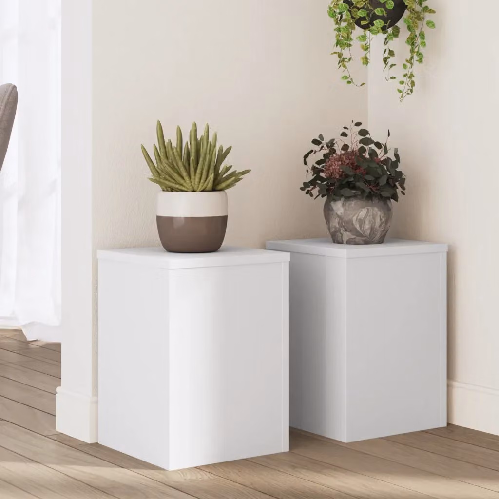 Set di 2 supporti per piante vidaXL in legno MDF bianco L/P/H: 25 x 25 x 35 cm