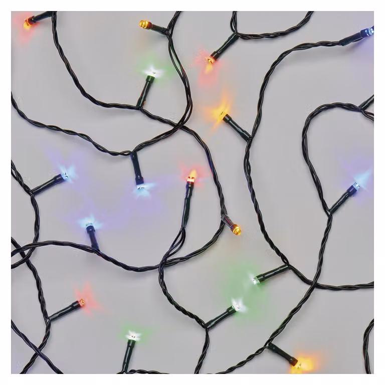 Catena luminosa a LED, multicolore, 8 metri, 80 LED, grado di protezione IP44, con timer, per interni ed esterni
