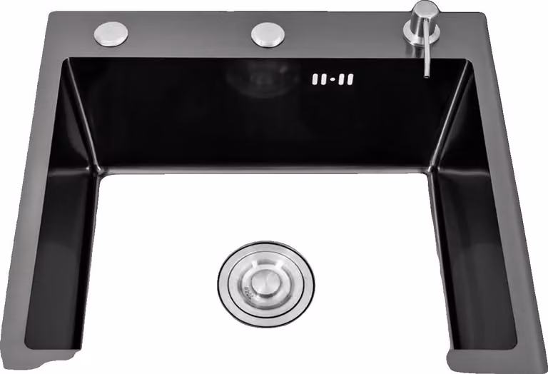 Lavello da cucina, acciaio inossidabile, versatile in termini di installazione, colore nero