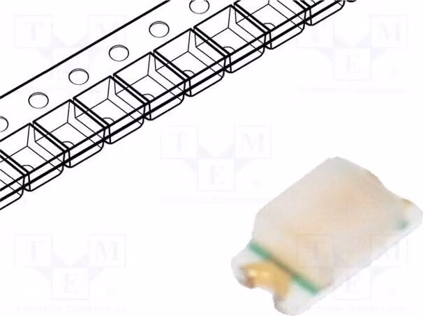 5 LED, 2,2V, 1,6x0,8x0,55mm, arancione, 0603, 20mA, 40÷100mcd, SMD, 54mW, SML-D12D8WT86