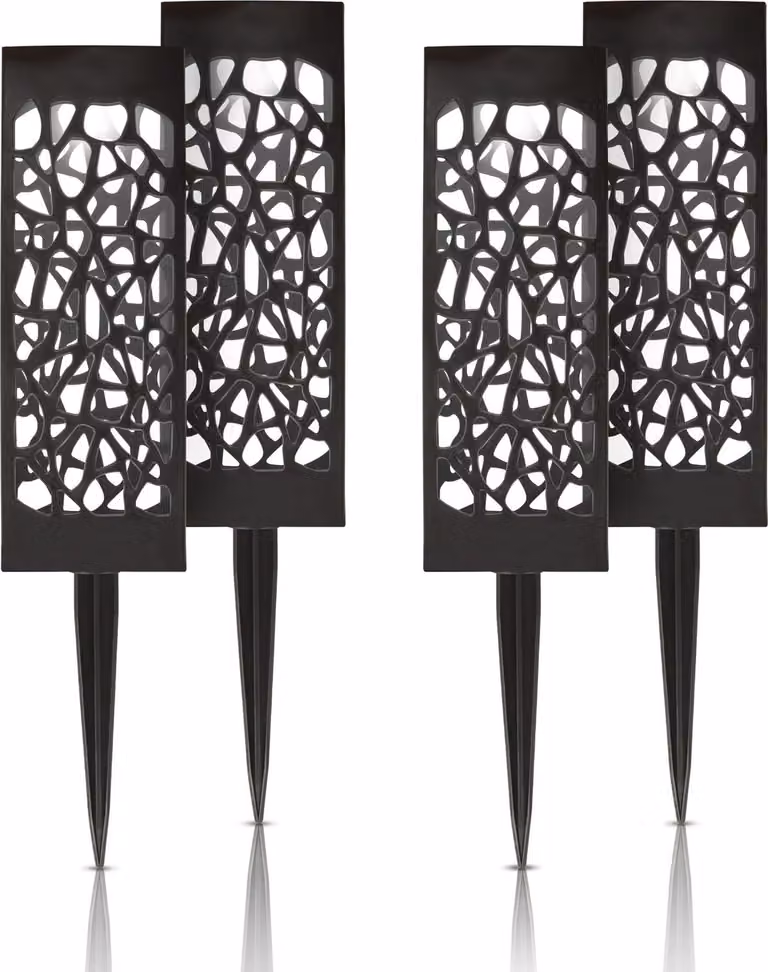 Lampada a LED solare a innesto per esterni (confezione da 4), resistente alle intemperie IP44, luce da giardino da 28,5 cm con picchetto a terra, illuminazione per patio
