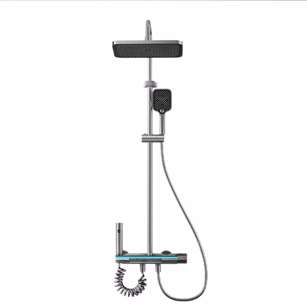 Sistema doccia con soffione, doccetta, bocca da bagno nascosta e doccia di pulizia ad alta pressione Grigio /WZZNHS/