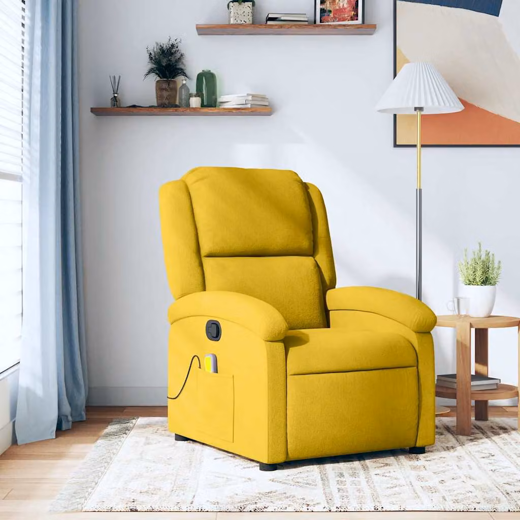 vidaXL Poltrona Reclinabile Relax in Velluto Giallo con Braccioli