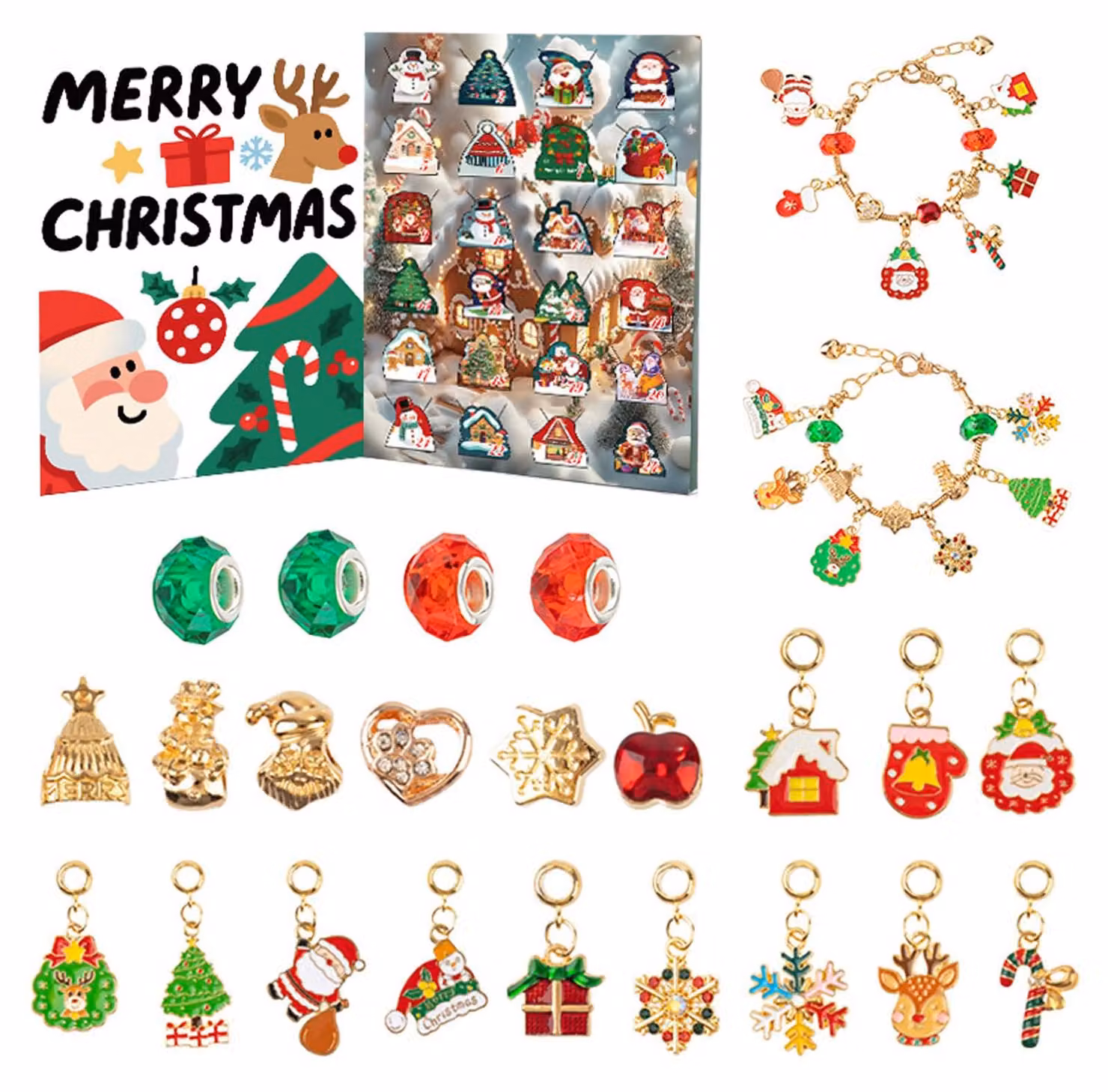 Calendario dell'Avvento 2026, kit per creare braccialetti, fai da te, color oro, per bambine e bambini