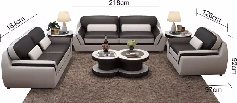 Ledersofa Couch Sofagarnitur 3+1 Sitzer Garnitur Design Modern Sofa G8038D