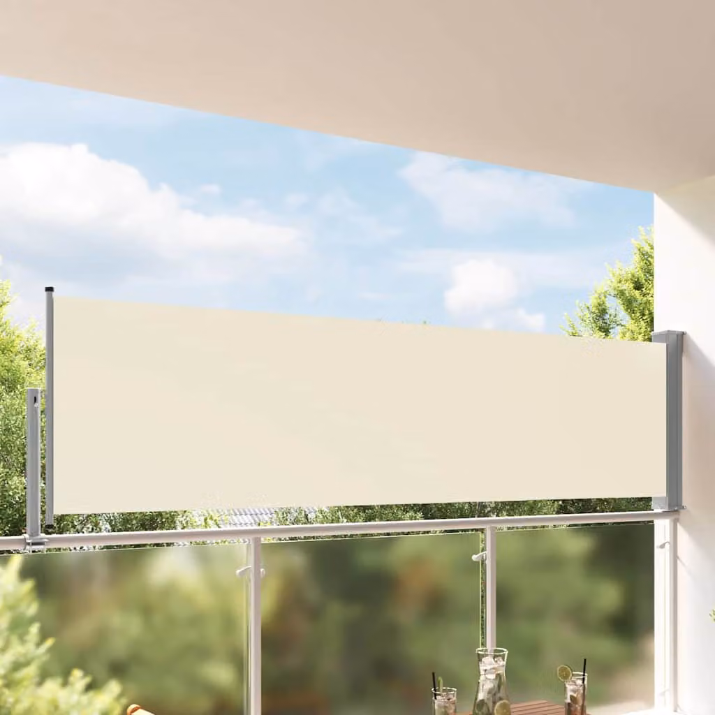 vidaXL Tenda da Sole Laterale Retrattile in Poliestere e Acciaio, Beige, L: 300 cm, H: 100 cm – 1
