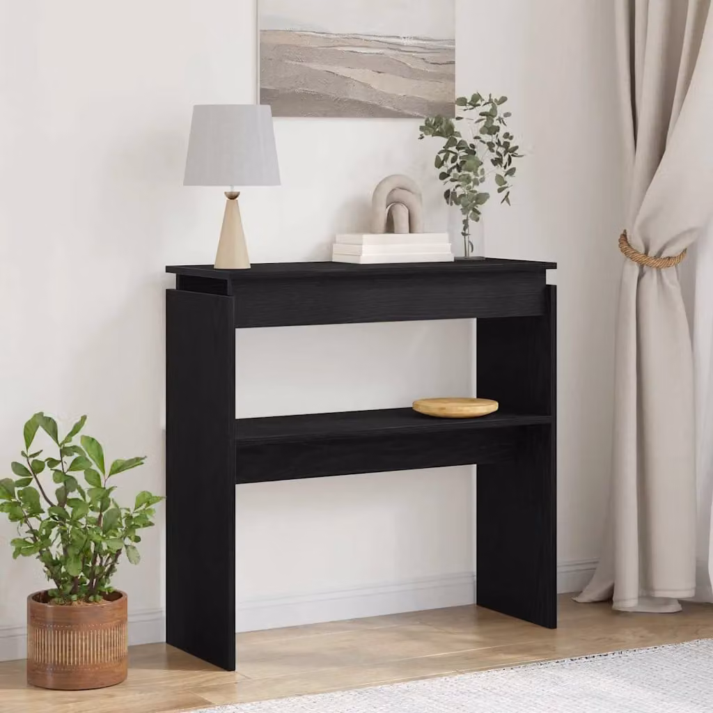 vidaXL Tavolo consolle in stile minimalista color nero e rovere, L 80 cm x P 30 cm x H 75 cm