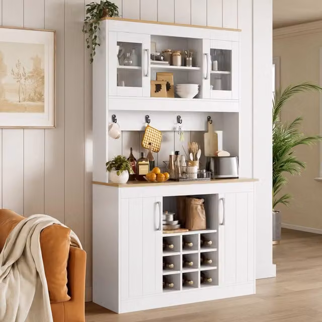 Buffet da Cucina con Vetrina e Cantinetta ¨C Xylo ¨C Bianco, 175 cm