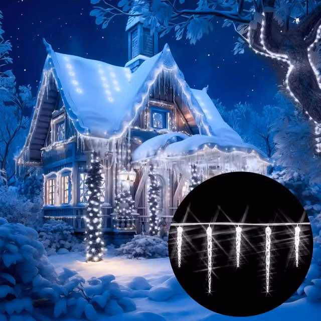 Luci di Natale a Stalattite Monzana con 40 LED Bianchi, Lunghezza: 10,4 m