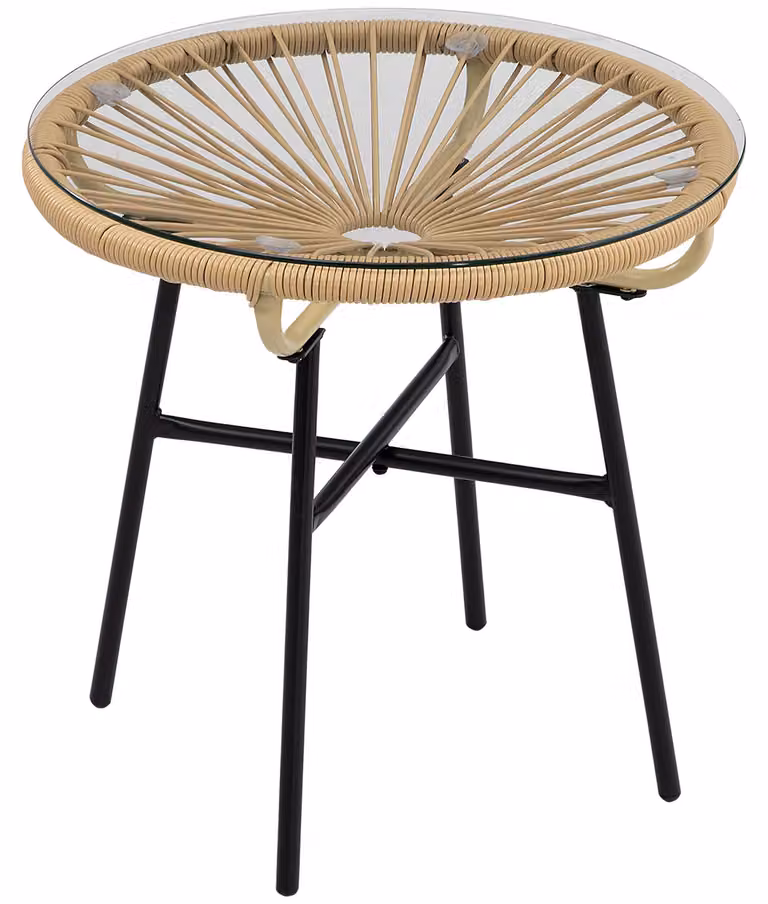 Tavolino rotondo, tavolo da giardino, tavolino ausiliario, per terrazza/balcone, 50x50x50 cm (beige)