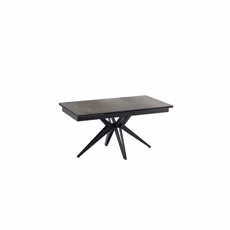 Tavolo da pranzo allungabile Match 2 Stones in ceramica con struttura a X, colore grigio e nero, L/P/H: 160/240 x 90 x 76 cm – 2