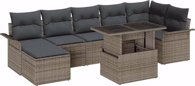 Maison Exclusive - Set da giardino composto da 8 pezzi. Colore: grigio. Materiale: rattan sintetico