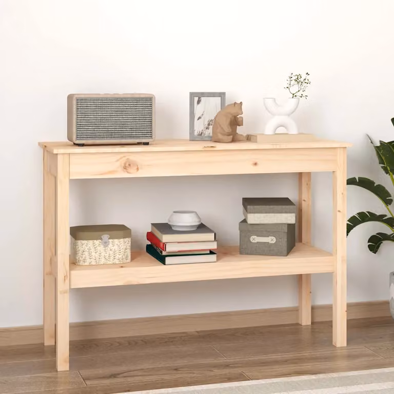 vidaXL Tavolo Consolle in Legno Massello di Pino Rustico, L/P/H: 110 x 40 x 75 cm