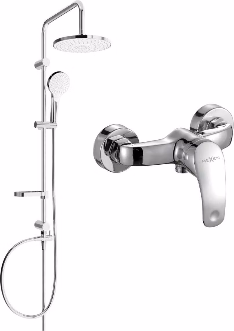 Mexen Erik set doccia esterno con soffione e rubinetto doccia Fabia, cromo - 746540205-00