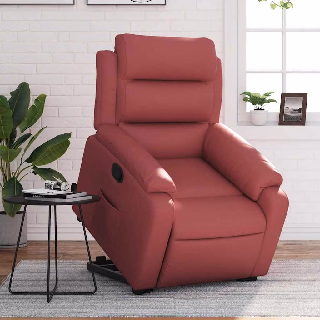 Poltrona Alzapersona Reclinabile vidaXL in Similpelle Rossa con Assistenza Sollevamento Elettrica