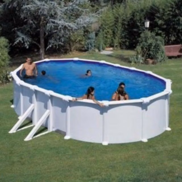 Piscina Fuori Terra Ovale Atlantis in Acciaio con Filtro a Sabbia e Scaletta, L: 610 cm, P: 375 cm, H: 132 cm