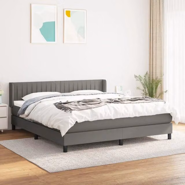 Letto Ibrido vidaXL con Giroletto a Molle e Materasso Grigio e Bianco L/P: 180 x 200 cm – 1