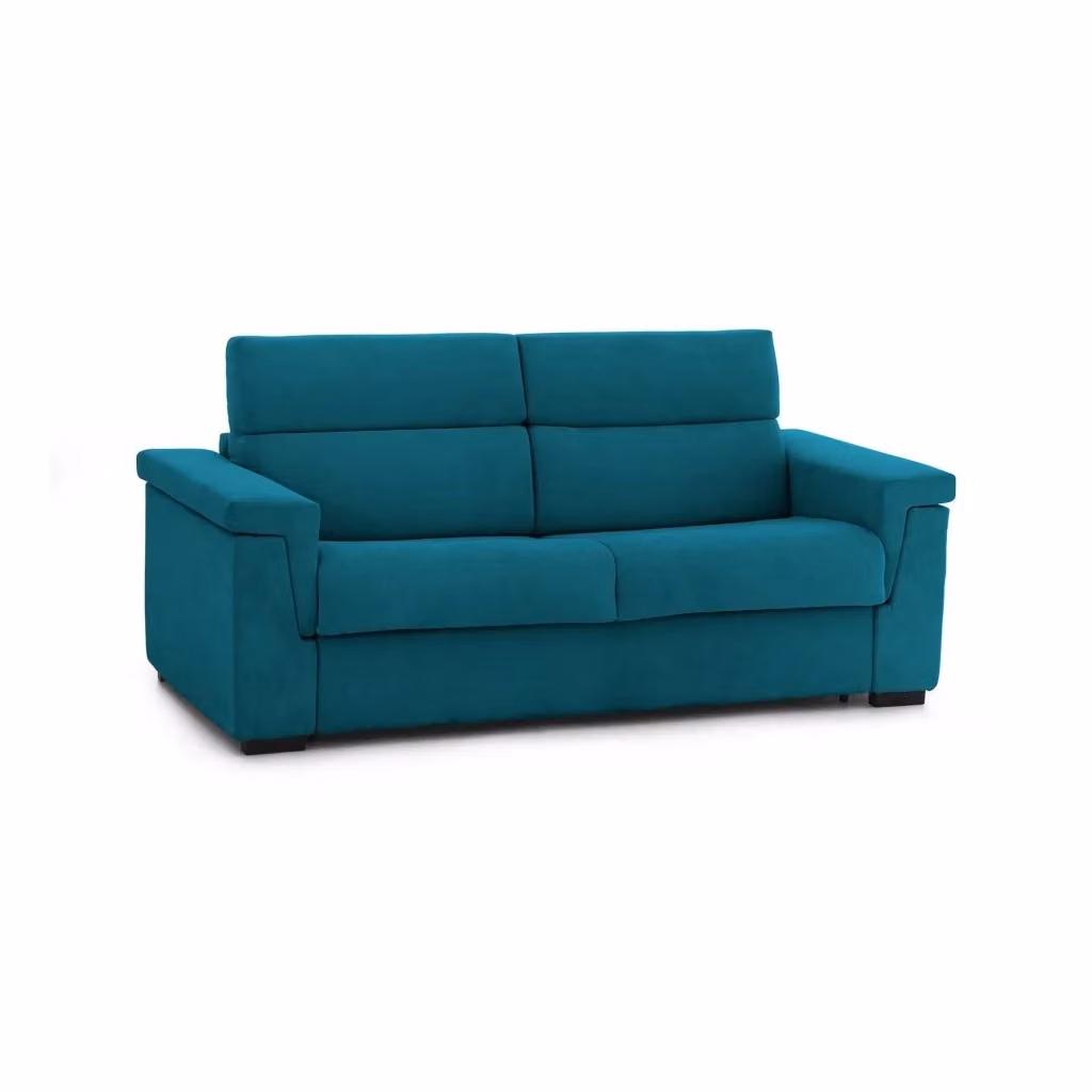 Divano Letto 2 Posti Brusasco DMORA Azzurro con Rivestimento Sfoderabile Made in Italy L: 205 cm, P: 95 cm – 2