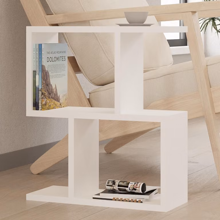 Ceprano - Tavolino da Salotto, 45x17x51h cm Bianco, 2 Vani