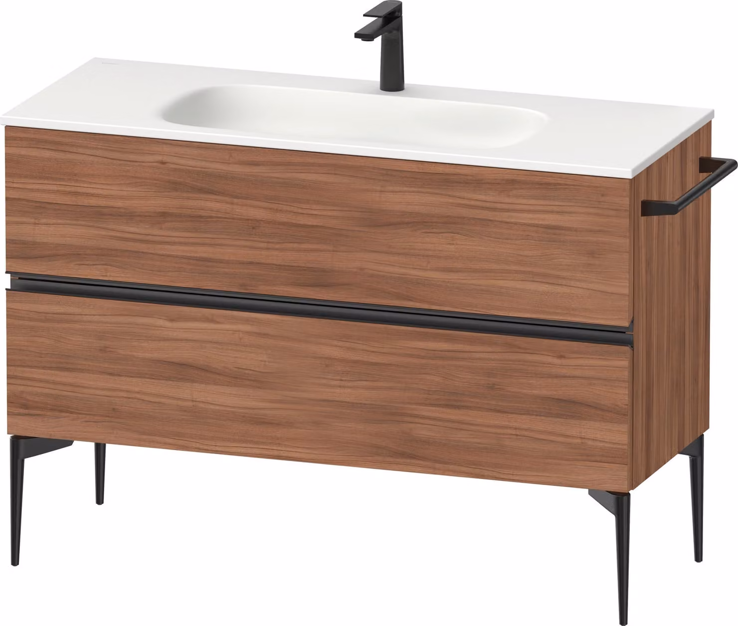 Duravit Sivida Meuble sous-lavabo, 2 tiroirs, poignée encastrée noir diamant mat, 1210x477x592mm, pour Sivida, SV46530BD790000, SV46530BD790000