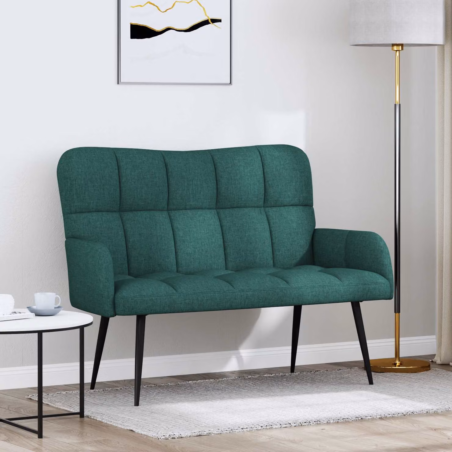 vidaXL Divano a 2 Posti Moderno in Tessuto Verde, L: 115 cm, P: 61 cm, H: 87 cm
