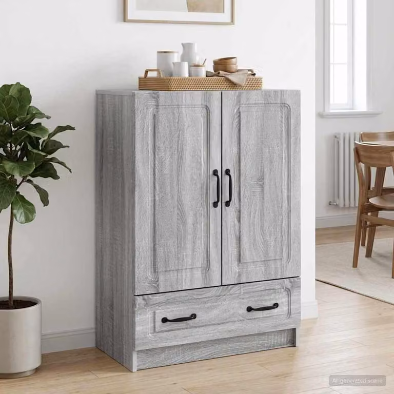 Credenza moderna vidaXL in legno ingegnerizzato Grigio Sonoma L: 66 cm, P: 34,5 cm, H: 92 cm