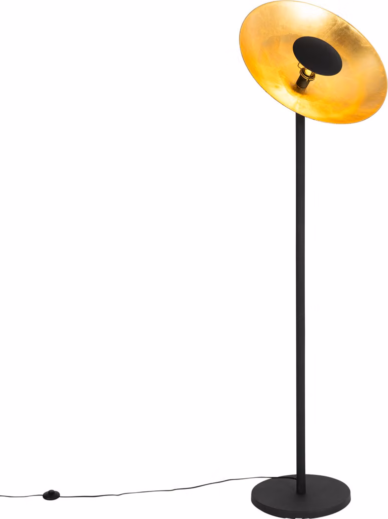 Lampada da terra industriale nera con interno dorato, 60 cm, Magnax