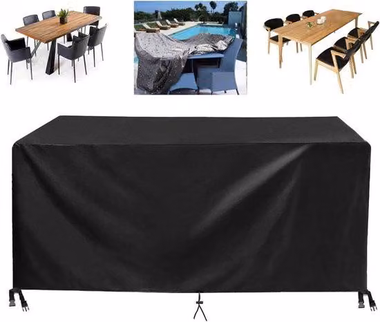 Coperture per mobili da giardino - Tessuto Oxford resistente alle intemperie - 490x230x78 cm - Nero