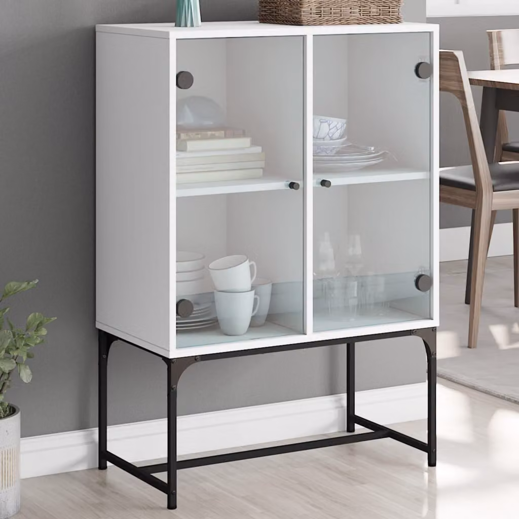 Mobile con ante in vetro bianco vidaXL L: 69 cm, P: 30 cm, H: 100 cm