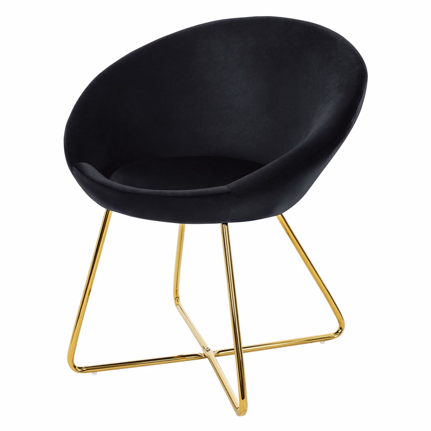 Sedia da pranzo ML-Design con schienale rotondo, blu, in velluto, struttura in metallo