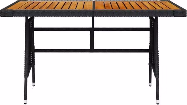 Tavolo da giardino rettangolare vidaXL in polyrattan e legno di acacia nero L: 130 cm, P: 70 cm, H: 72 cm