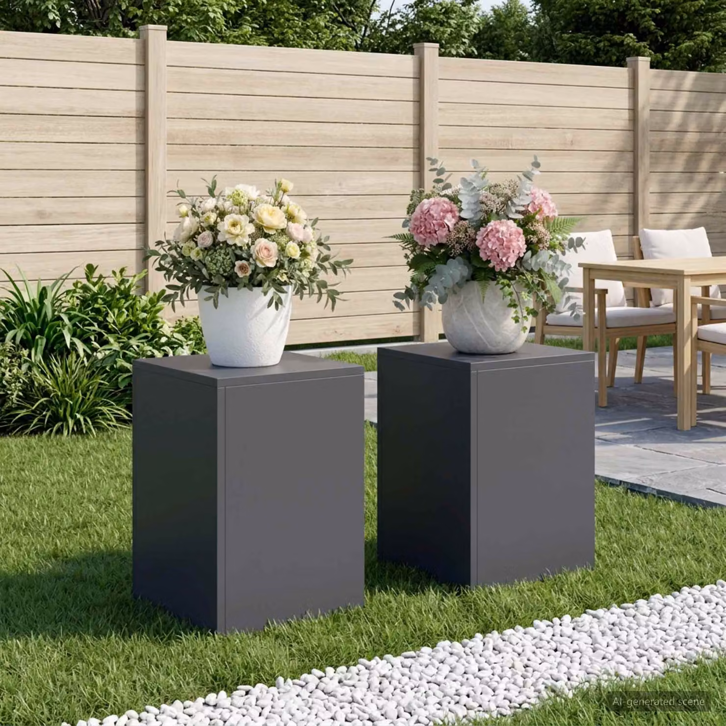 Set di 2 supporti per piante vidaXL in acciaio zincato color antracite L/P/H: 30 x 30 x 40 cm
