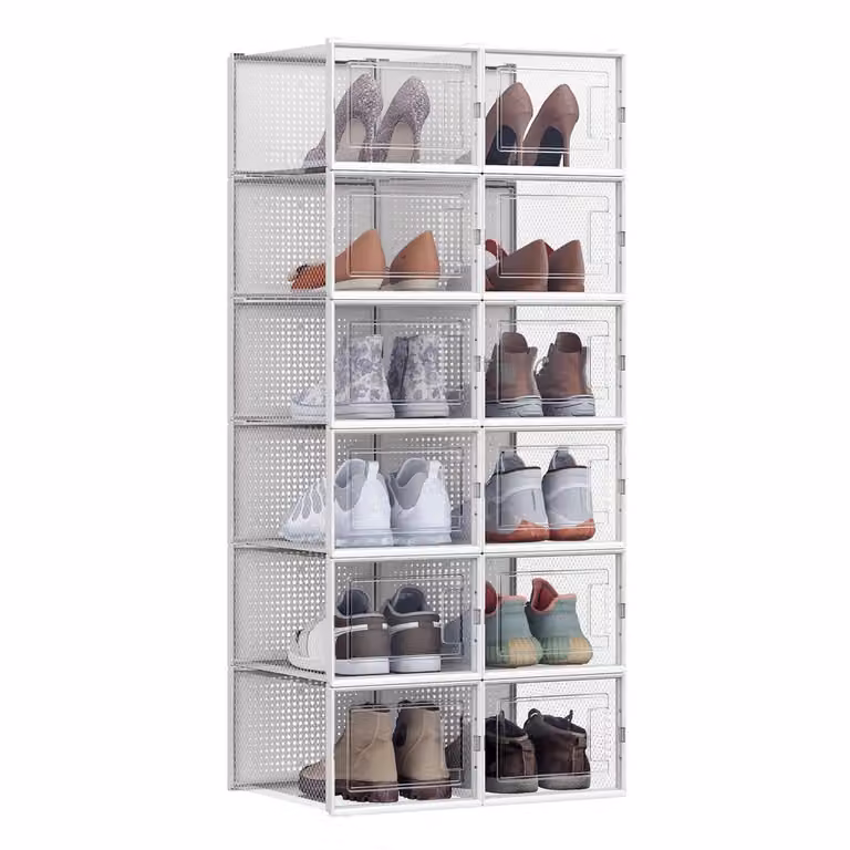 Scatole per Scarpe, Trasparente + Bianco / 35 x 25,0 x 18,5 cm (12 x Scatola per scarpe)
