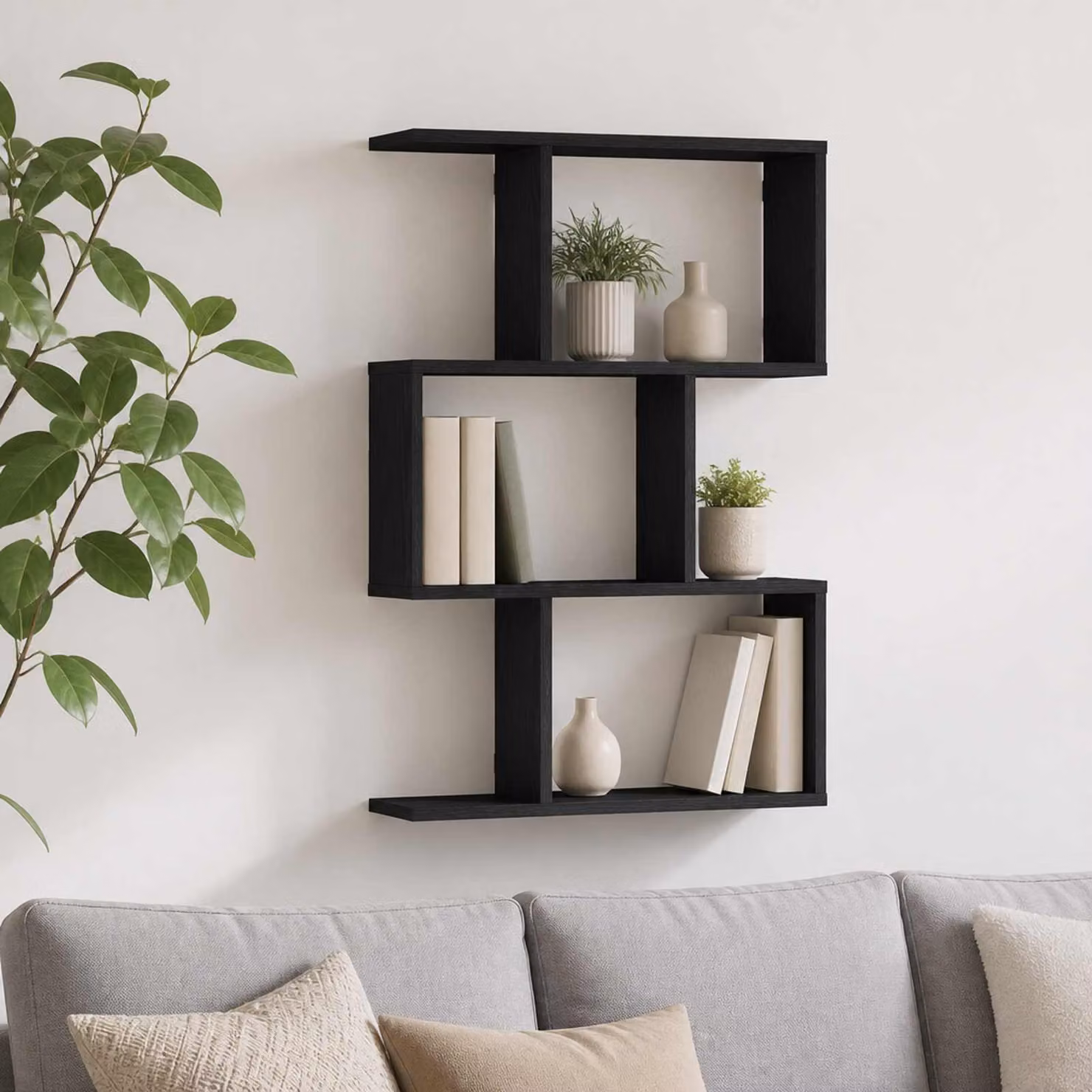 Scaffale da parete vidaXL in legno nero opaco L: 72 cm, P: 10 cm, H: 105 cm