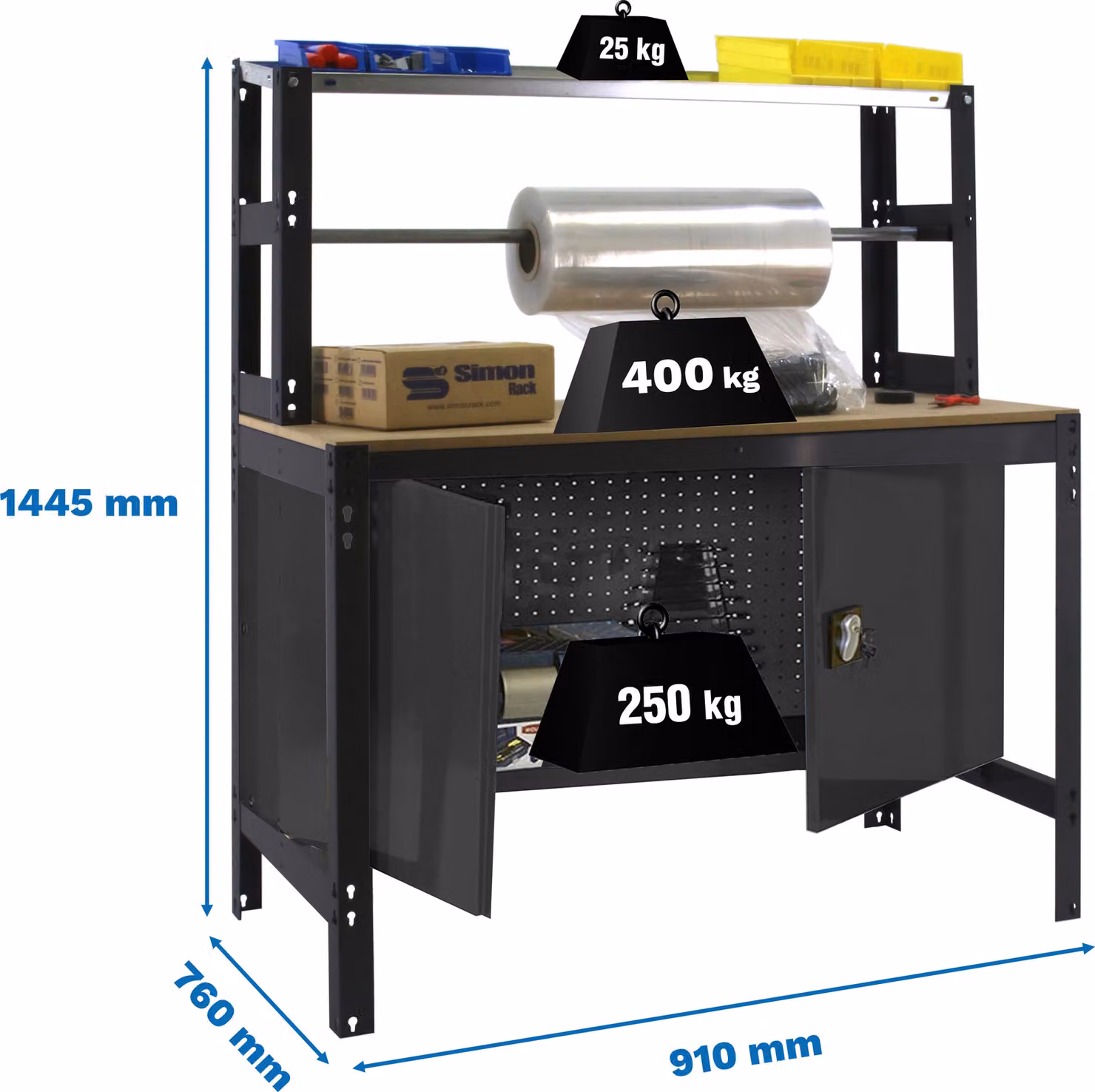 SIMONWORK BT4 CABINET 900 ANTRACITE/MADEIRA banco da lavoro in metallo