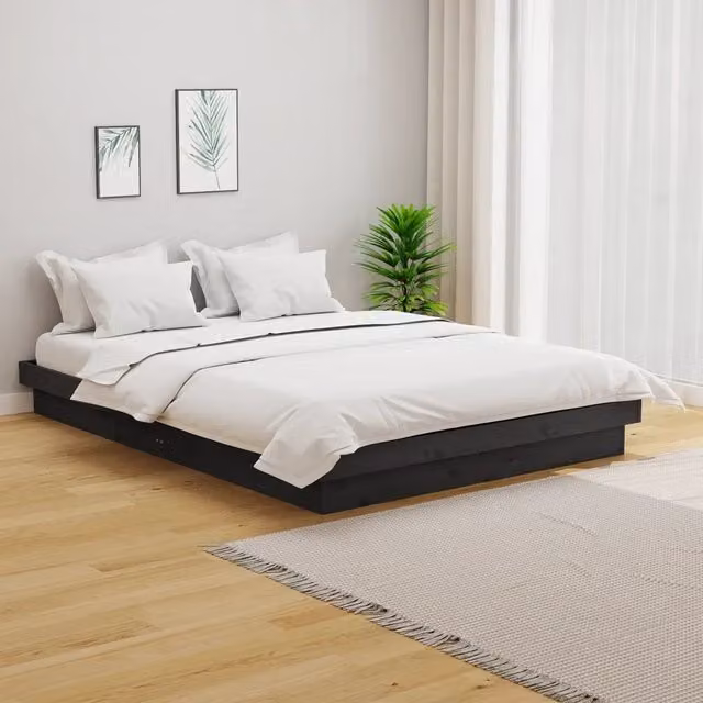 Giroletto vidaXL in legno massello di pino grigio con doghe fisse L/P/H: 140 x 190 x 21 cm – 1