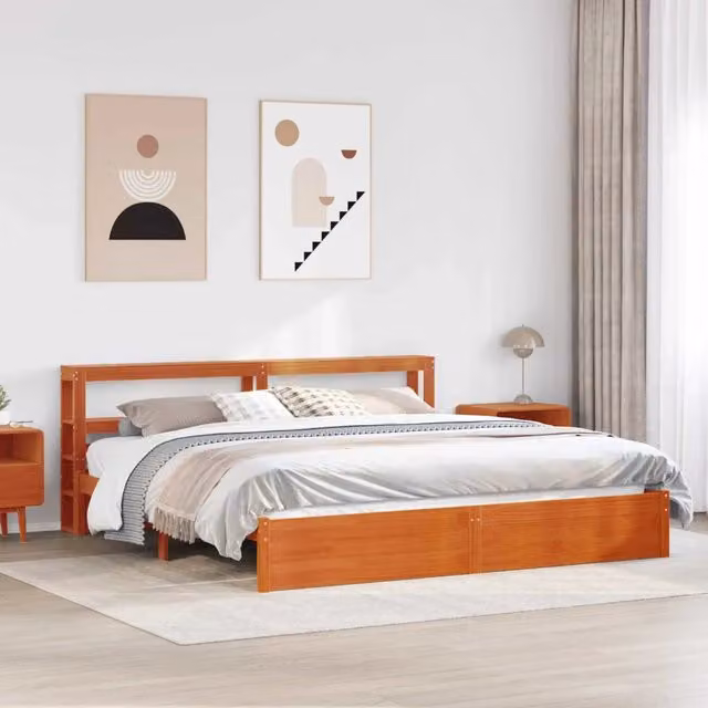 Struttura del letto con lo scaffale Marrone cerato 180 x 200 cm 3422753