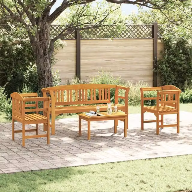 Set da giardino vidaXL in legno di acacia massello oliato marrone, 4 pezzi