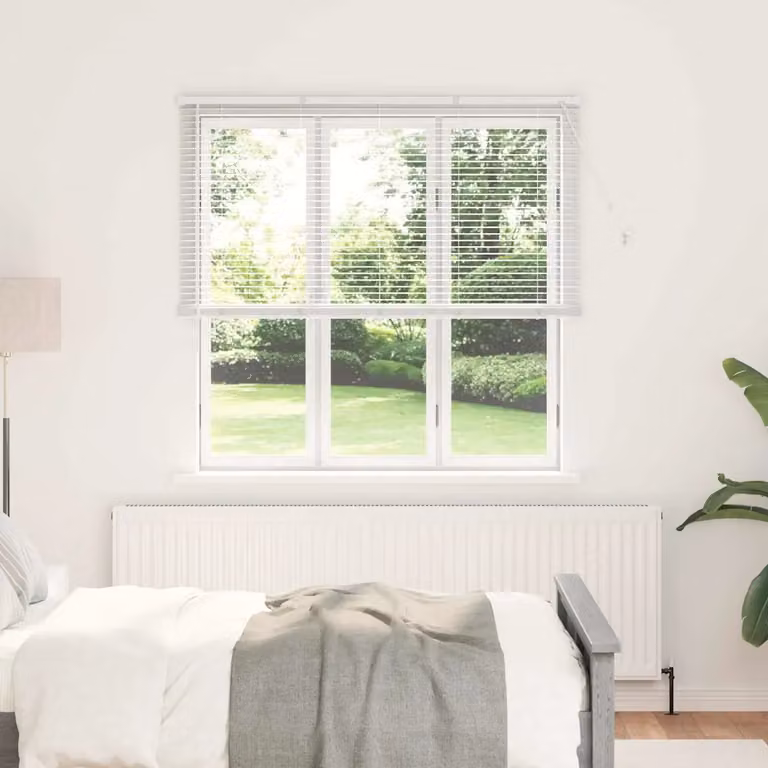 Tenda Veneziana vidaXL in Alluminio Bianco, Resistente ai raggi UV, L: 175 cm, H: 140 cm, Larghezza delle lamelle: 25 mm