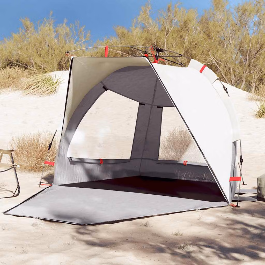 vidaXL Tenda da Spiaggia per 2 Persone Grigia Impermeabile in Poliestere