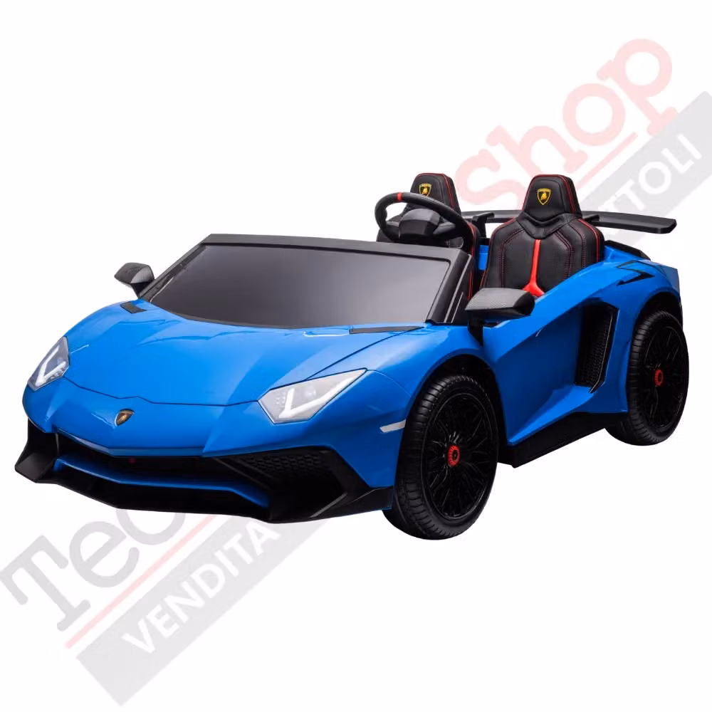 Auto Elettrica per Bambini Lamborghini SVJ 24V Tecnobike Shop - Blu con 2 Posti, Ruote in Gomma Piena e Sedili in Pelle – 2