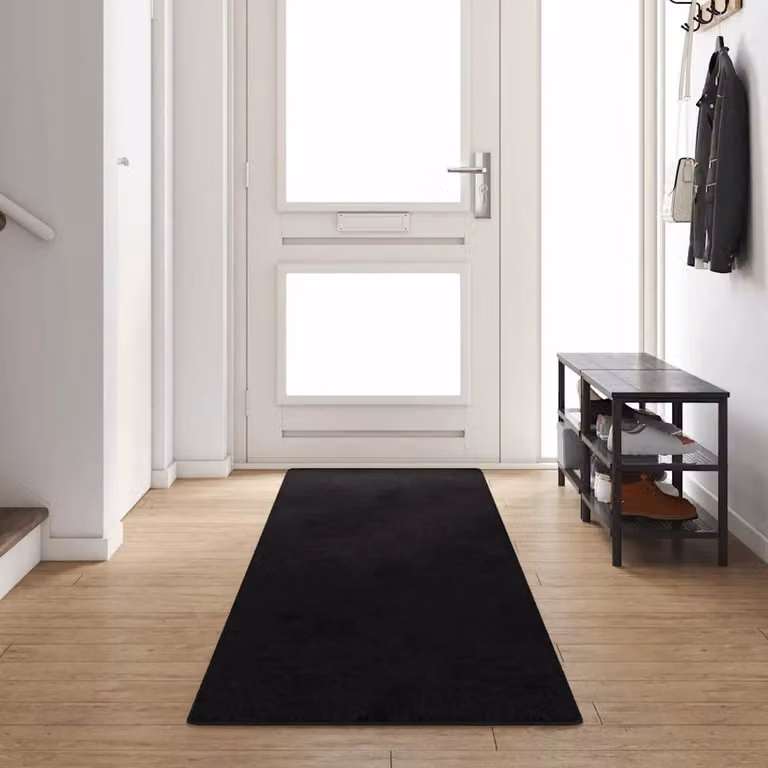 Runner in moquette vidaXL nero, moderno e antiscivolo, 100% polipropilene, L 80 cm x P 400 cm