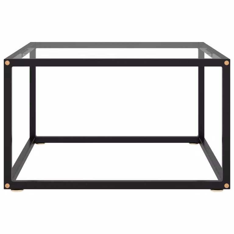 Tavolino da Salotto Nero con Vetro Temperato 60x60x35 cm