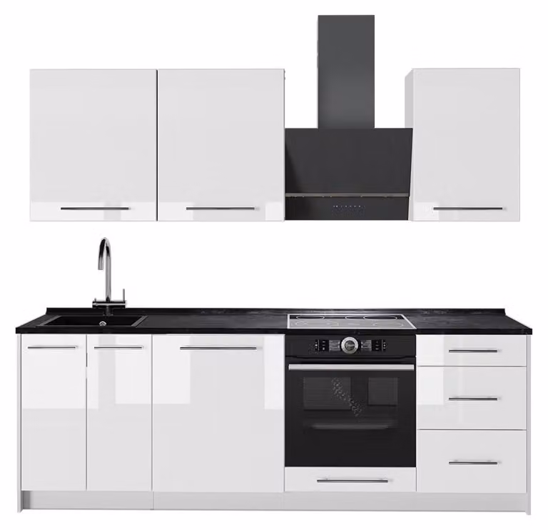 Cucina componibile Vicco Fame-Line Bianco lucido/Bianco 230 cm senza piano di lavoro, Model 64032