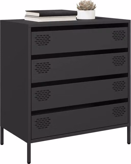 Credenza moderna vidaXL in metallo nero opaco L: 68 cm, P: 39 cm, H: 73,5 cm