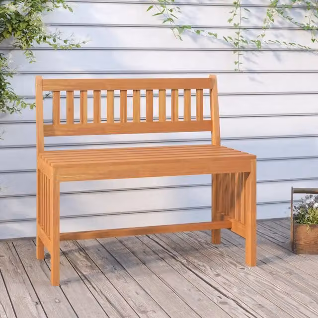 Panca da giardino in legno di eucalipto oliato marrone vidaXL L: 80 cm, P: 45 cm, H: 77 cm