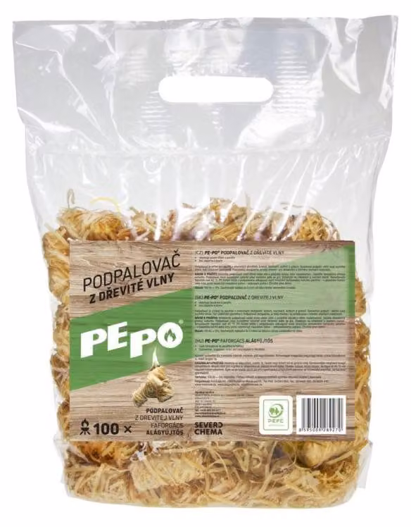 Accendifuoco PE-PO® in lana di legno, 100 pz, per barbecue, stufe, caminetti, forni