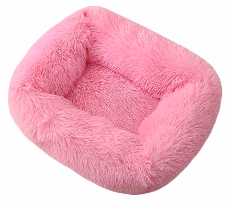 Cuccia per animali domestici, tappetino in peluche, forma quadrata, per gatti o cani, colore rosa, taglia XS