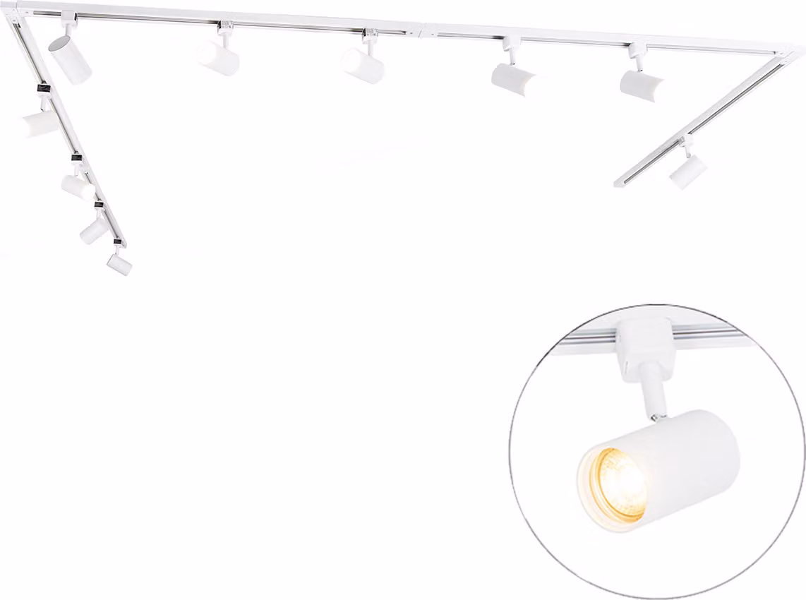 QAZQA - Modern Sistema di binari monofase moderno I Faretto I Faretto da soffitto I Faretto da incasso I Faretto con 10 spot I Faretto I Faretto da soffitto I Faretto da incasso I Faretto I Lampada I Luce bianca - Jeana -